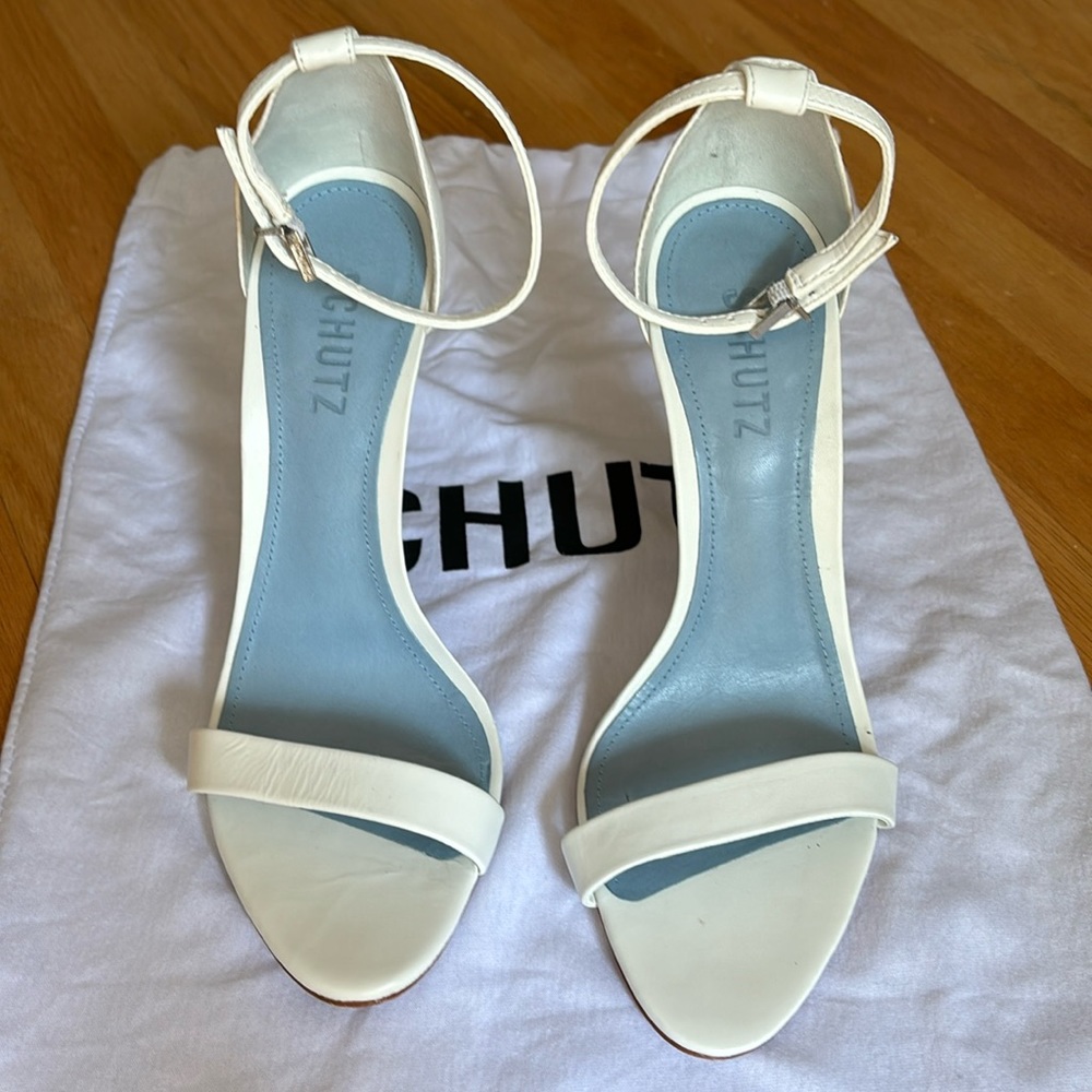 Schutz Cadey-Lee leather stiletto sandal in White with dust bag. Worn one time.
